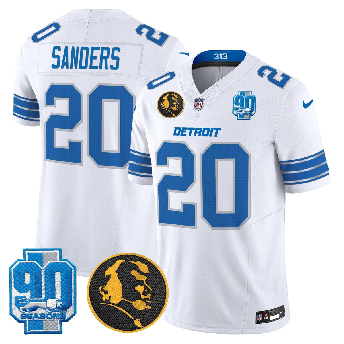 Men's Detroit Lions 2024 90th & John Madden Patch Vapor Limited Jersey - All Stitched