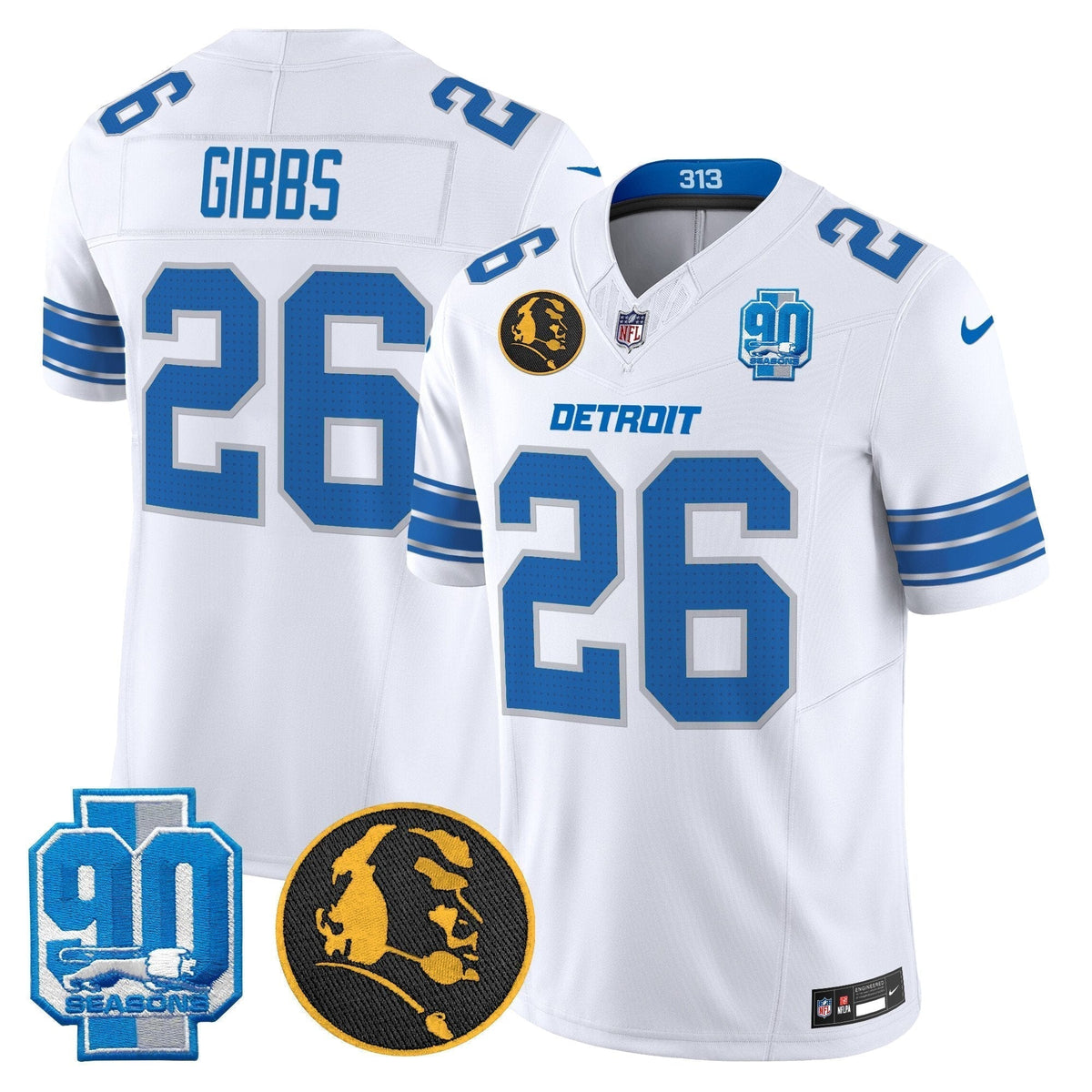 Men's Detroit Lions 2024 90th & John Madden Patch Vapor Limited Jersey - All Stitched