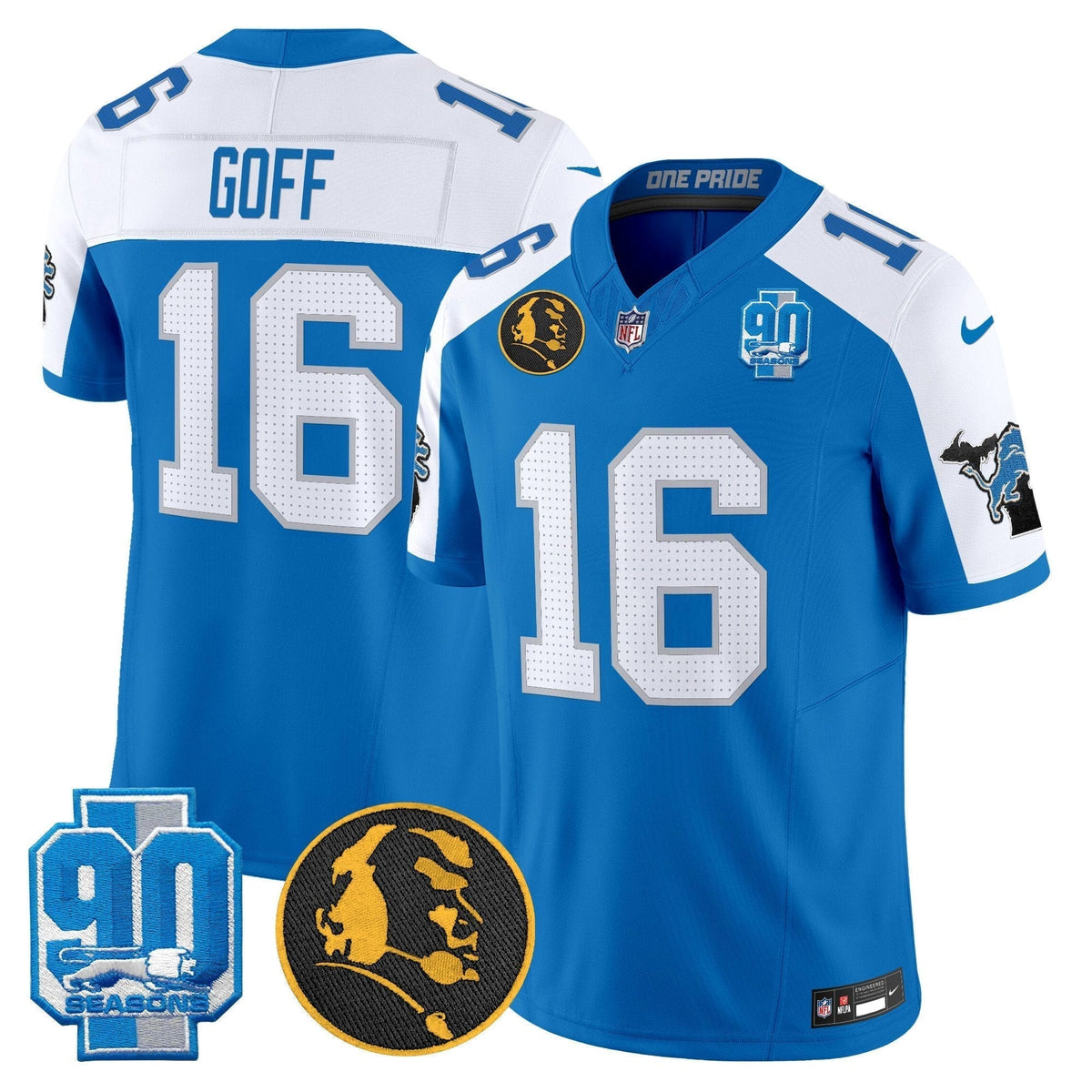 Men's Detroit Lions 2024 90th & John Madden Patch Vapor Limited Jersey - All Stitched