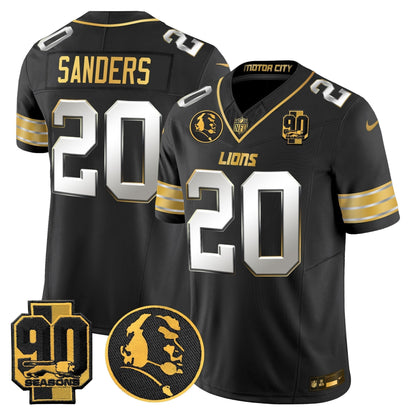 Men's Detroit Lions 2024 90th & John Madden Patch Gold Vapor Limited Jersey - All Stitched