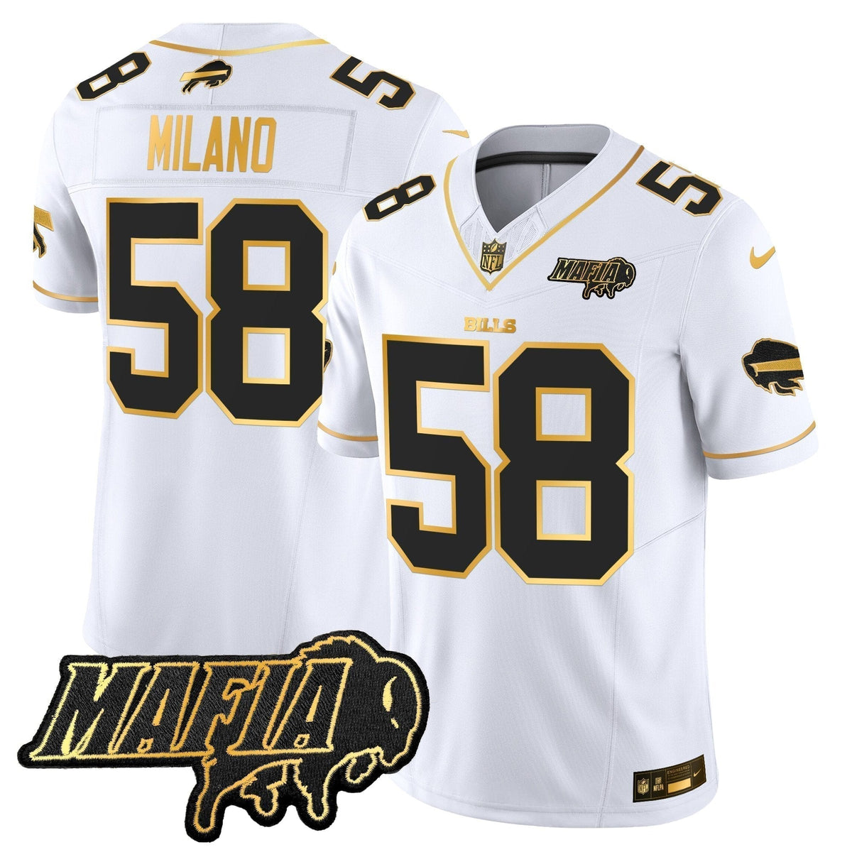 BUF 2024 Bills Mafia Patch Gold Vapor Limited Jersey - Stitched
