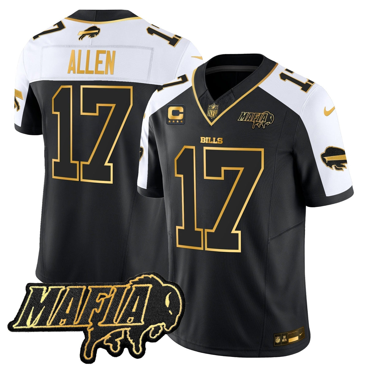 BUF 2024 Bills Mafia Patch Gold Vapor Limited Jersey - Stitched
