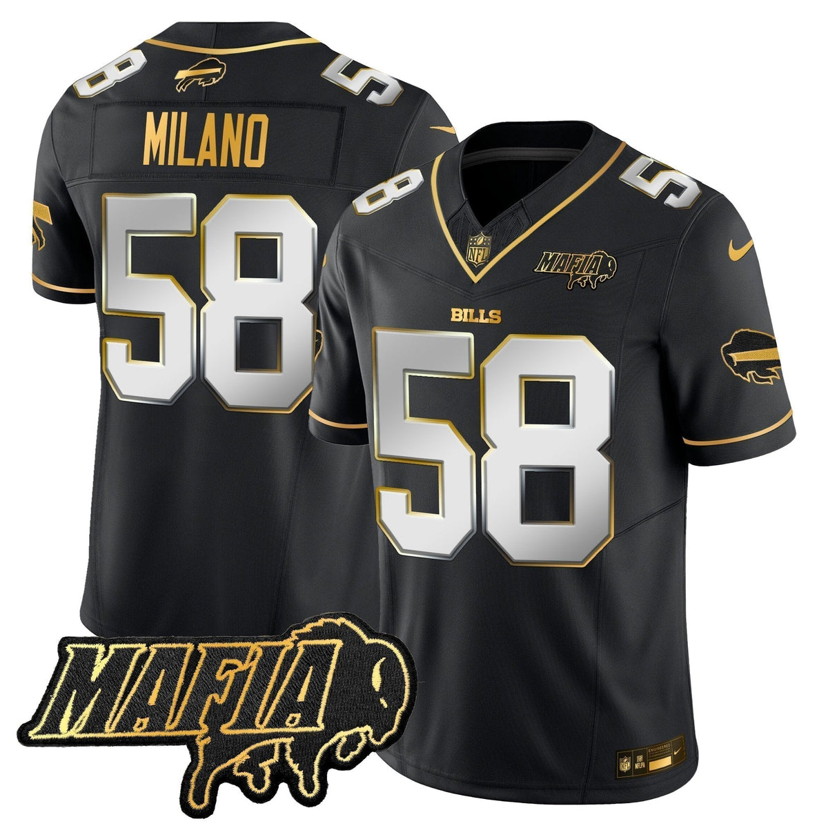 BUF 2024 Bills Mafia Patch Gold Vapor Limited Jersey - Stitched