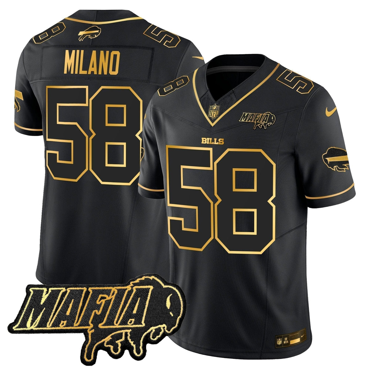BUF 2024 Bills Mafia Patch Gold Vapor Limited Jersey - Stitched