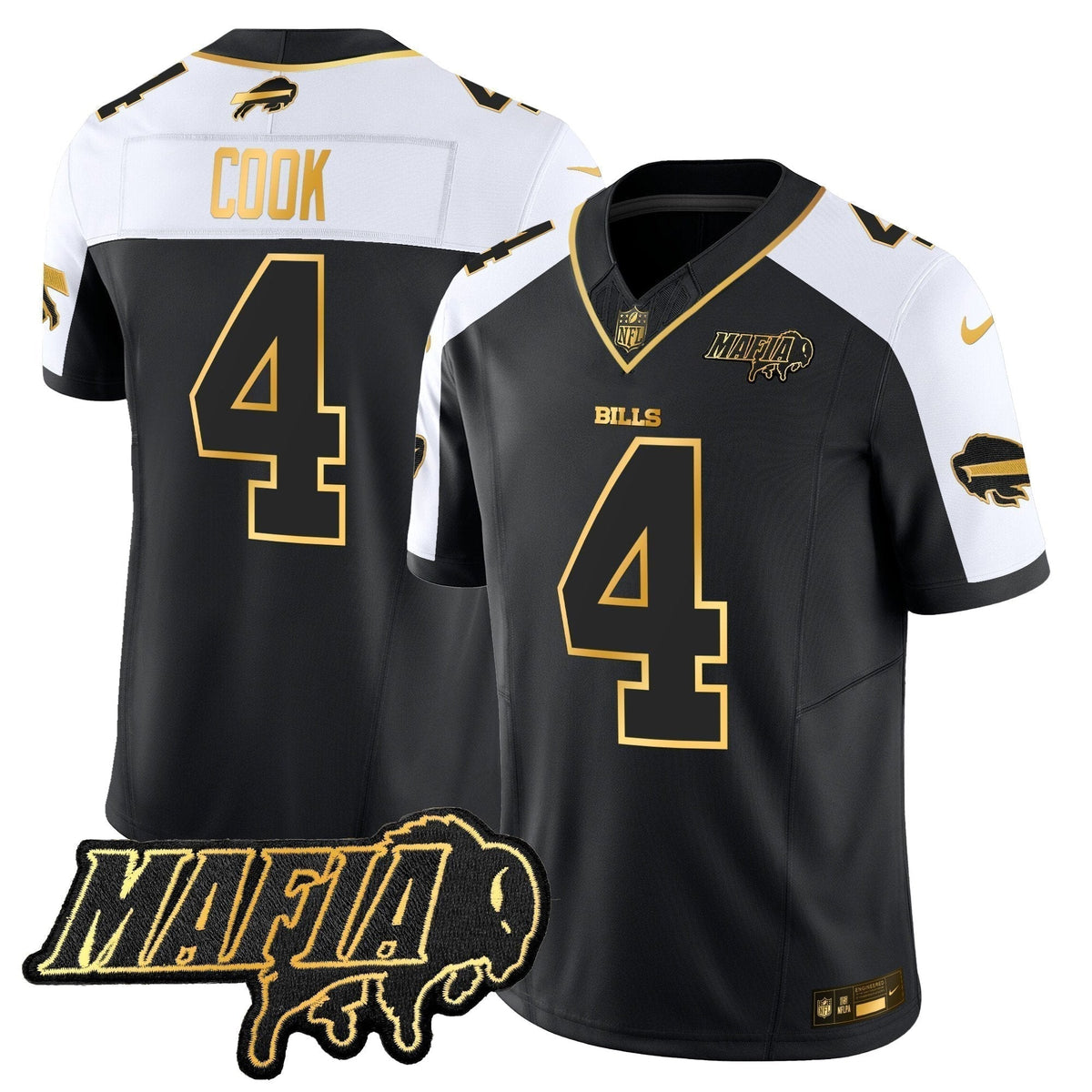 BUF 2024 Bills Mafia Patch Gold Vapor Limited Jersey - Stitched