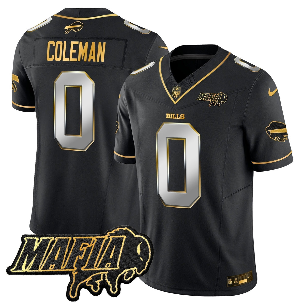 BUF 2024 Bills Mafia Patch Gold Vapor Limited Jersey - Stitched