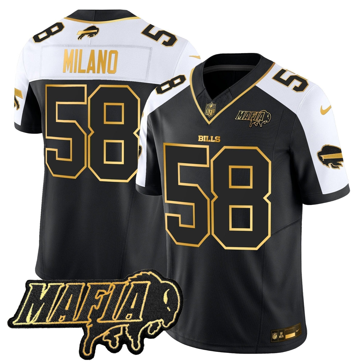 BUF 2024 Bills Mafia Patch Gold Vapor Limited Jersey - Stitched