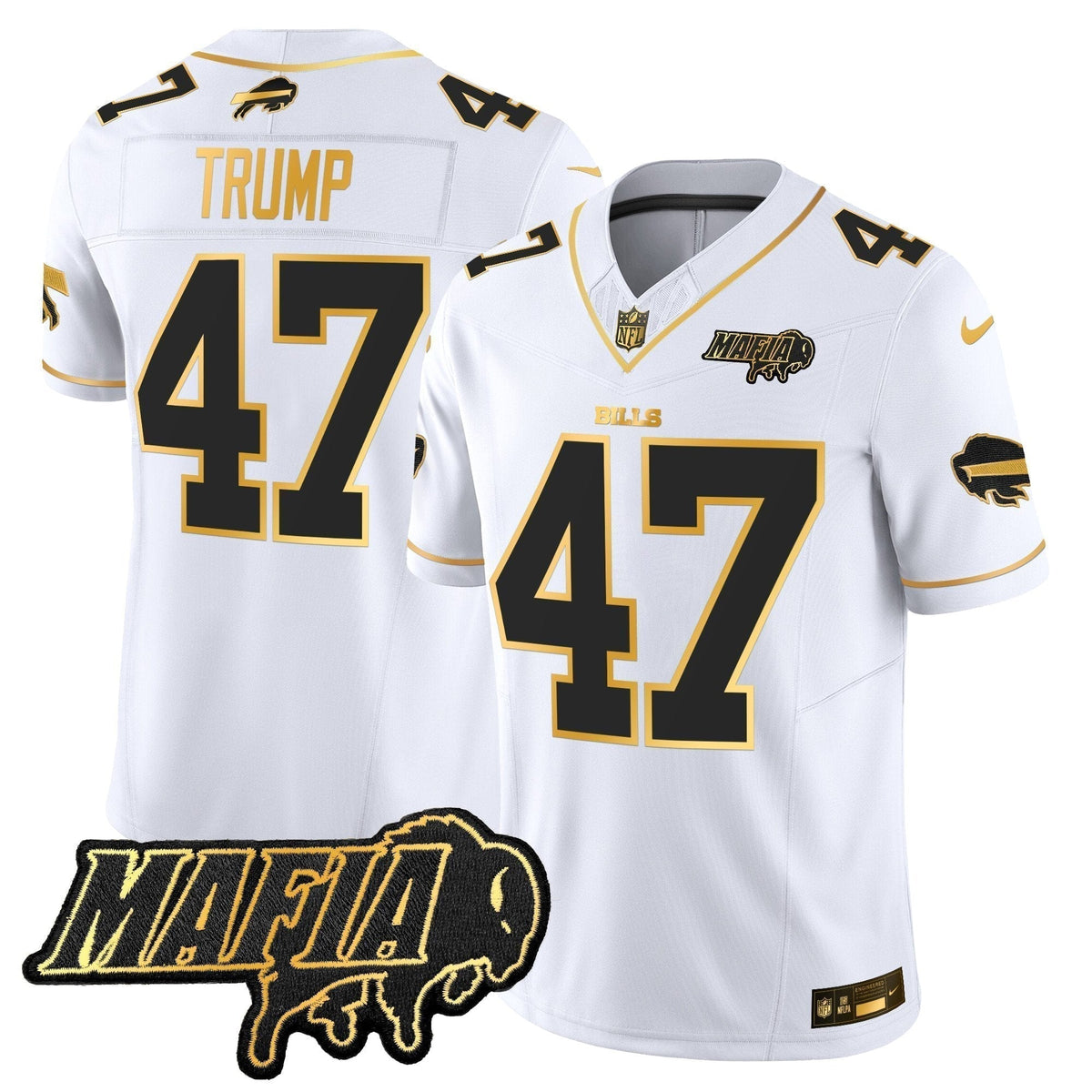 BUF 2024 Bills Mafia Patch Gold Vapor Limited Jersey - Stitched