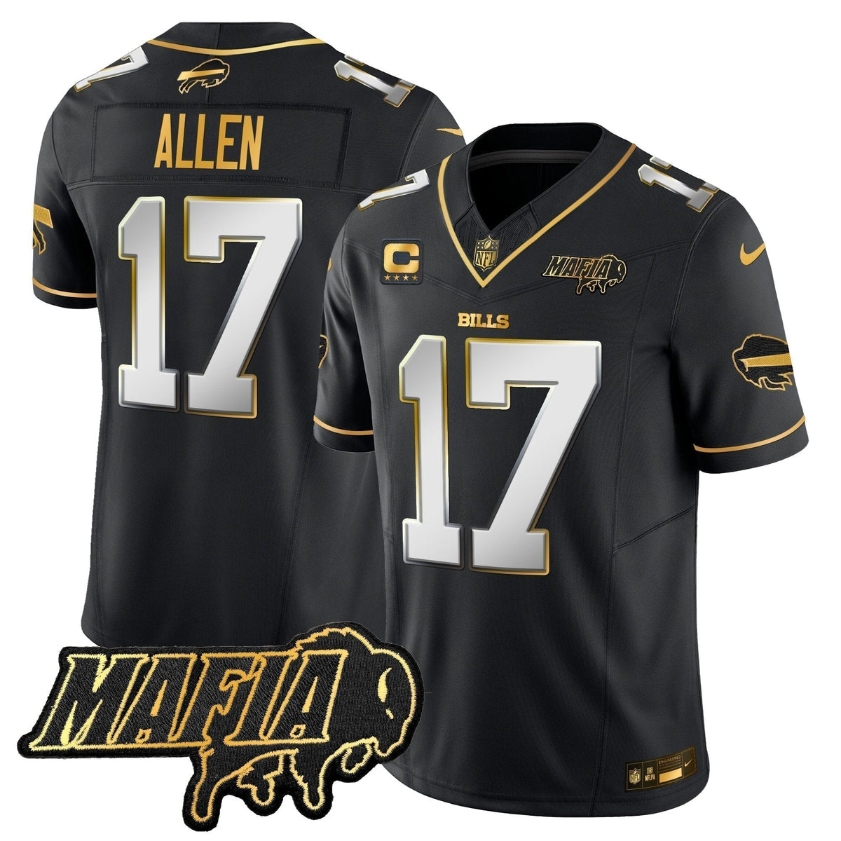 BUF 2024 Bills Mafia Patch Gold Vapor Limited Jersey - Stitched