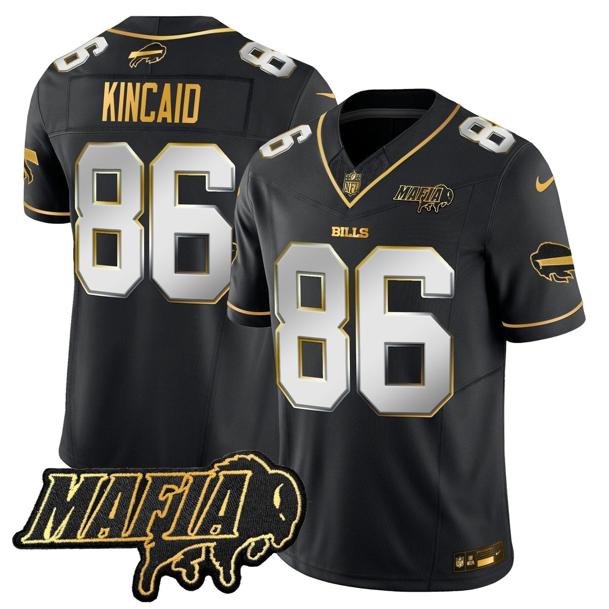 BUF 2024 Bills Mafia Patch Gold Vapor Limited Jersey - Stitched