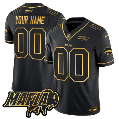 BUF 2024 Bills Mafia Patch Gold Vapor Limited Custom Jersey - Stitched