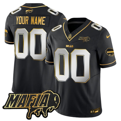 BUF 2024 Bills Mafia Patch Gold Vapor Limited Custom Jersey - Stitched