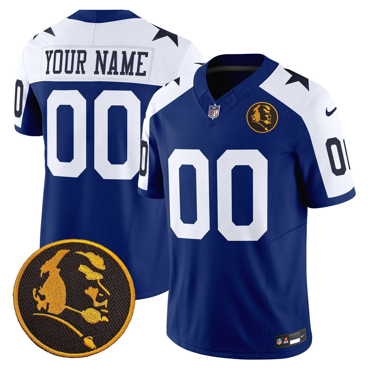 Cowboys Texas & John Madden Patch Vapor Limited Custom Jersey V2 - All Stitched