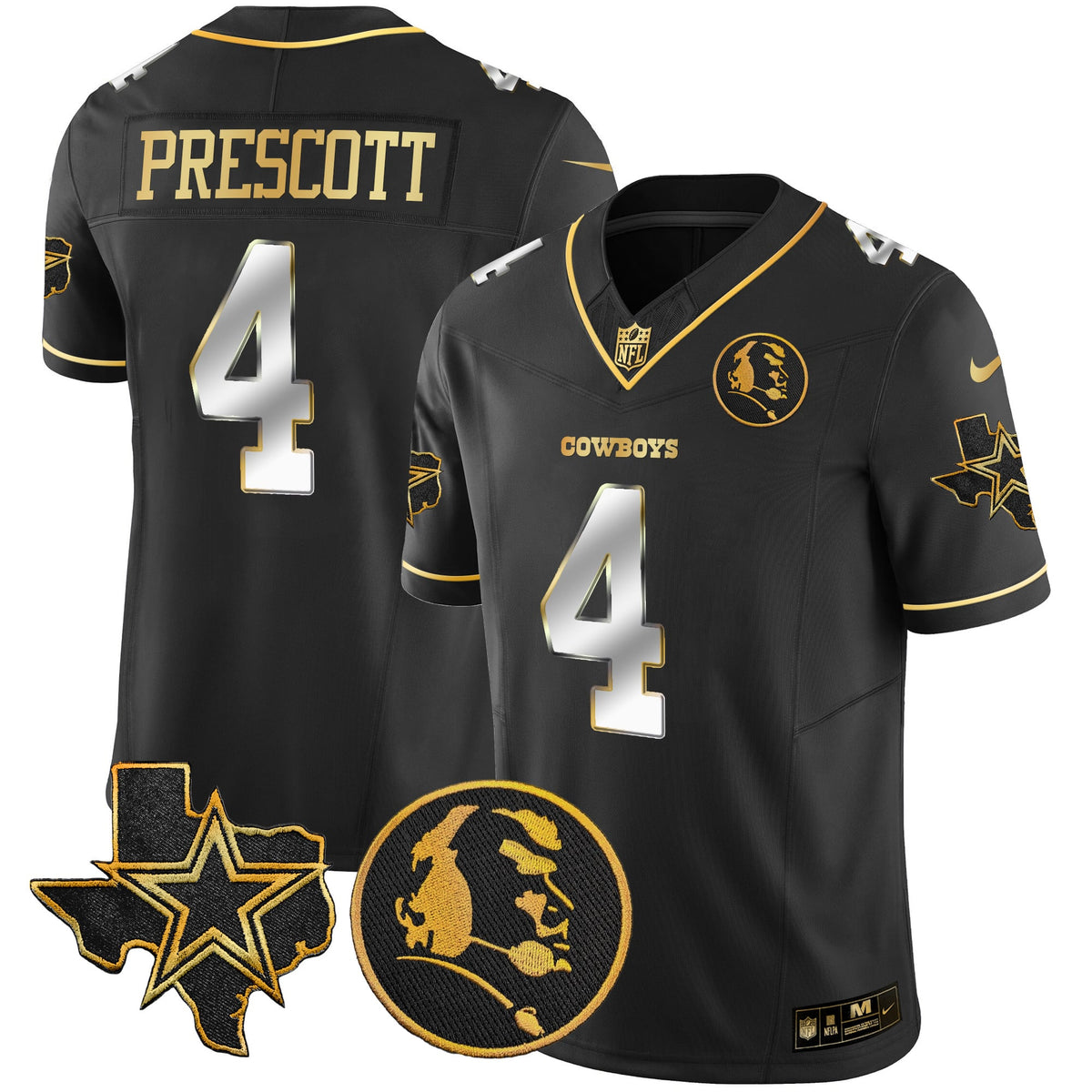 Men's Cowboys Texas & John Madden Patch Gold Vapor Limited Jersey - All Stitched