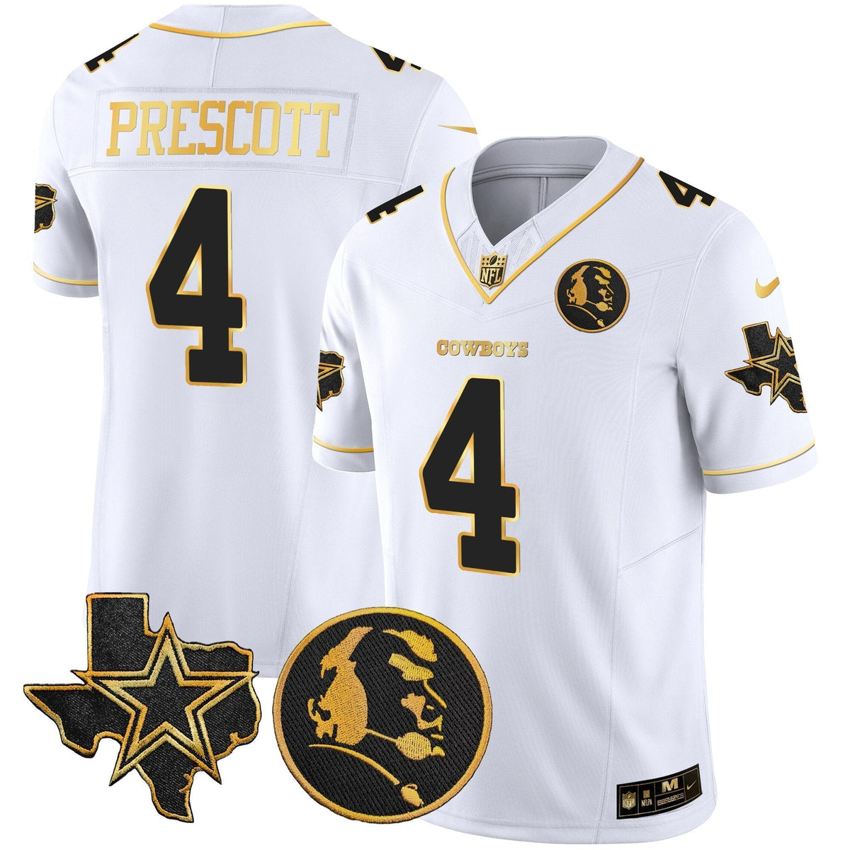 Men's Cowboys Texas & John Madden Patch Gold Vapor Limited Jersey - All Stitched