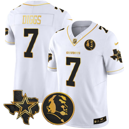 Cowboys Texas & John Madden Patch Gold Vapor Limited Jersey - All Stitched