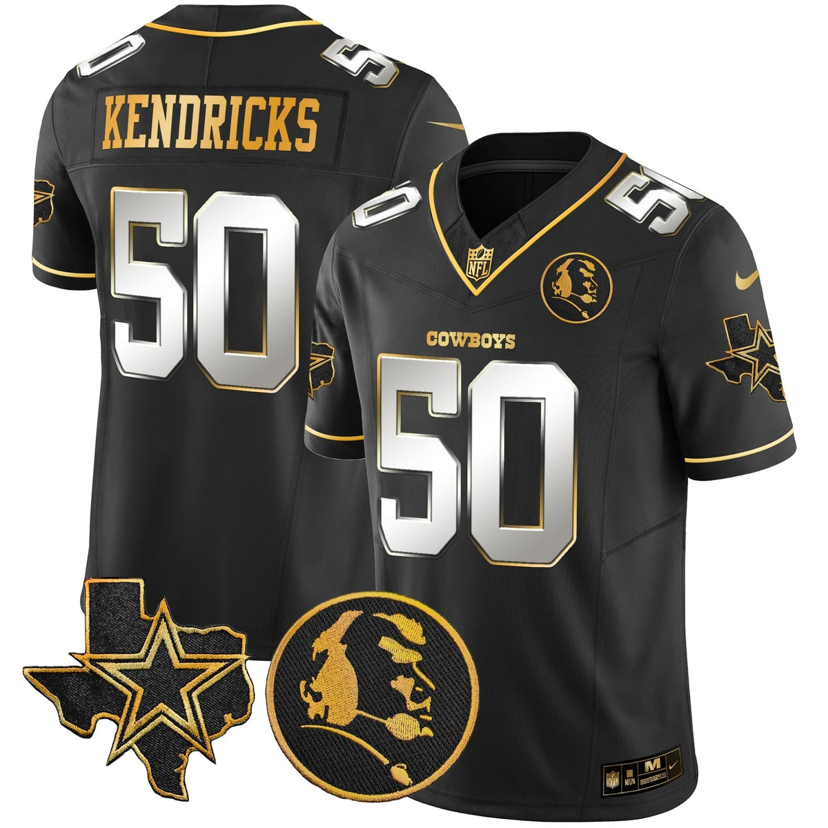 Men's Cowboys Texas & John Madden Patch Gold Vapor Limited Jersey - All Stitched