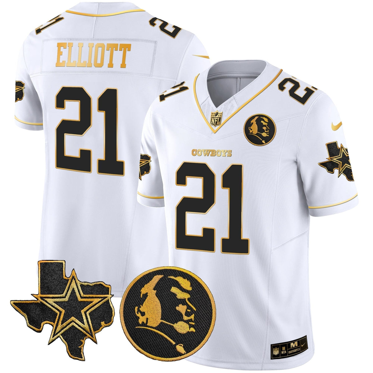 Men's Cowboys Texas & John Madden Patch Gold Vapor Limited Jersey - All Stitched
