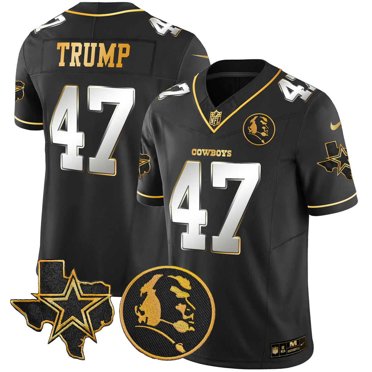 Men's Cowboys Texas & John Madden Patch Gold Vapor Limited Jersey - All Stitched