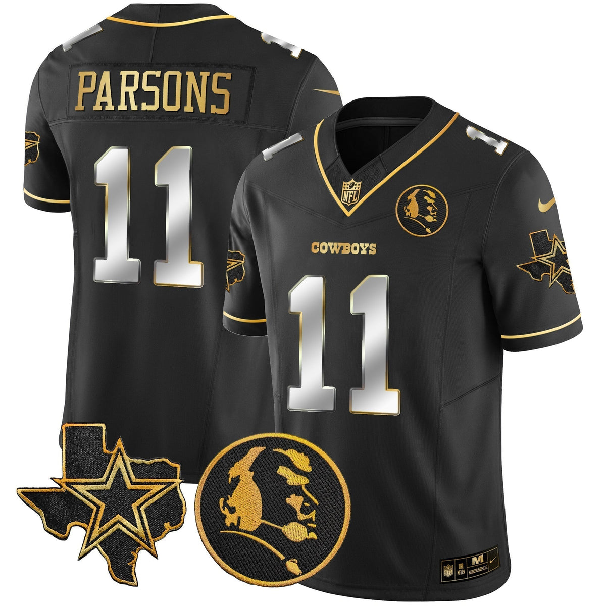 Cowboys Texas & John Madden Patch Gold Vapor Limited Jersey - All Stitched
