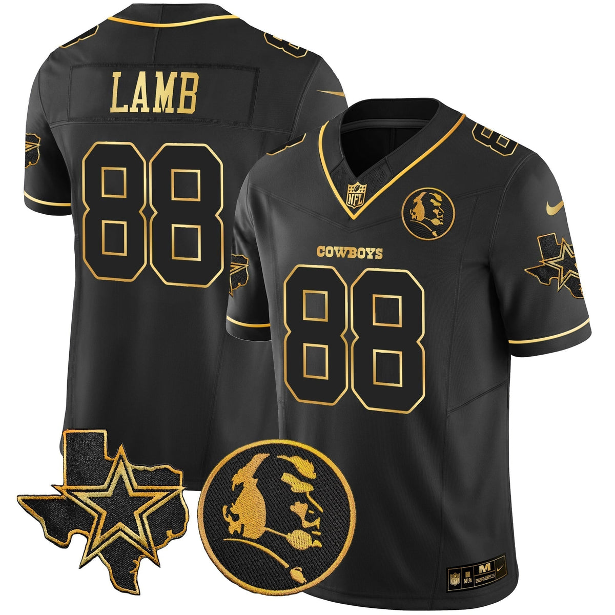 Men's Cowboys Texas & John Madden Patch Gold Vapor Limited Jersey - All Stitched