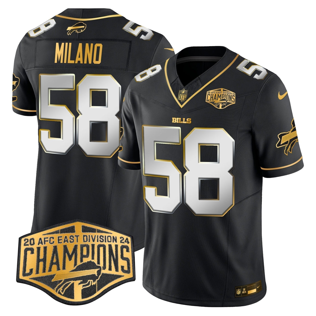 Bills 2024 AFC East Division Champions Gold Vapor Limited Jersey - Stitched