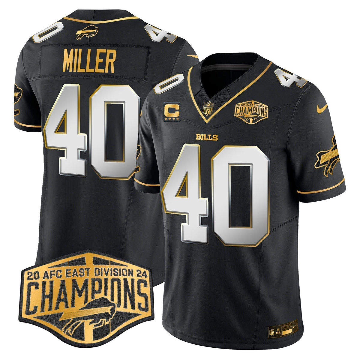 Bills 2024 AFC East Division Champions Gold Vapor Limited Jersey - Stitched