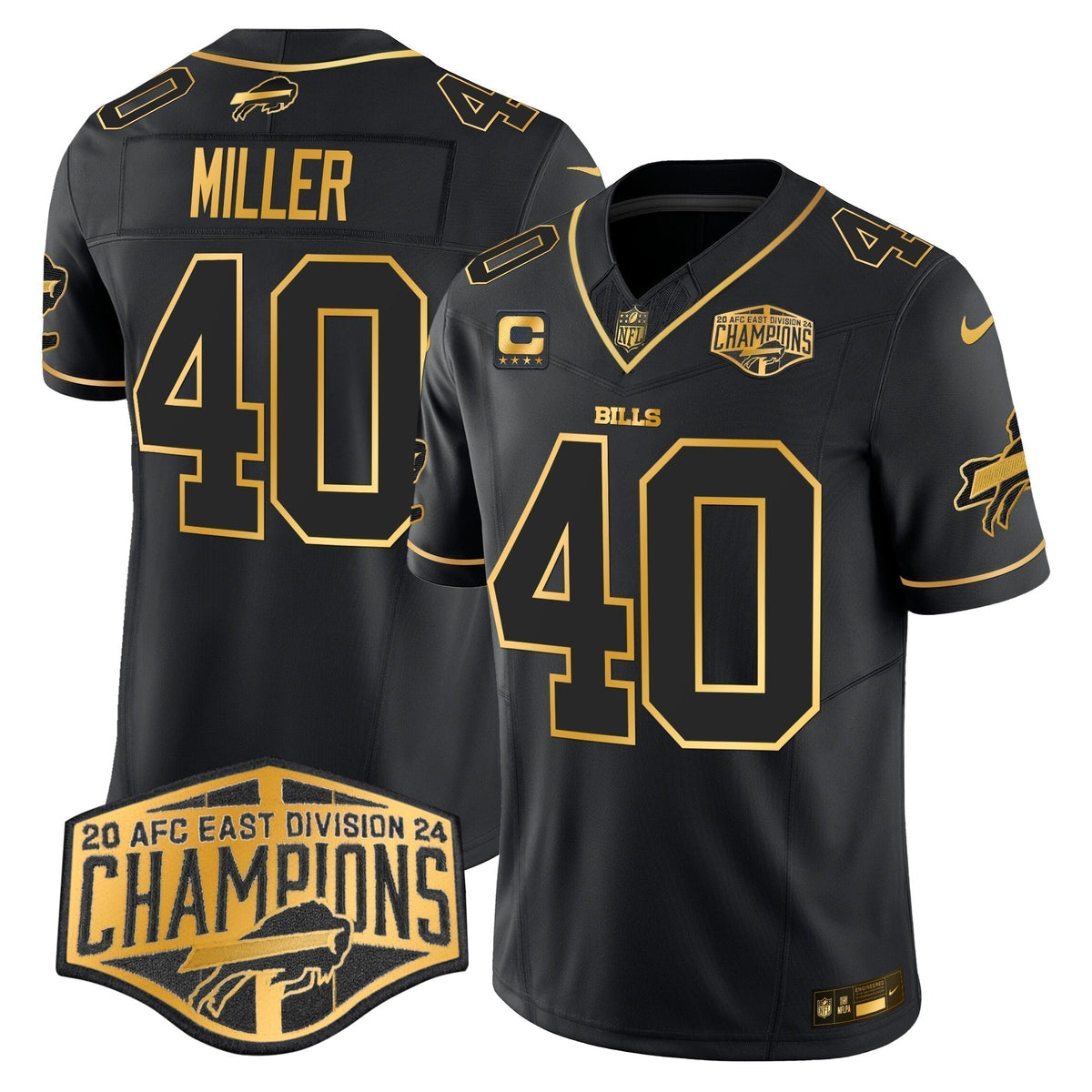 Bills 2024 AFC East Division Champions Gold Vapor Limited Jersey - Stitched