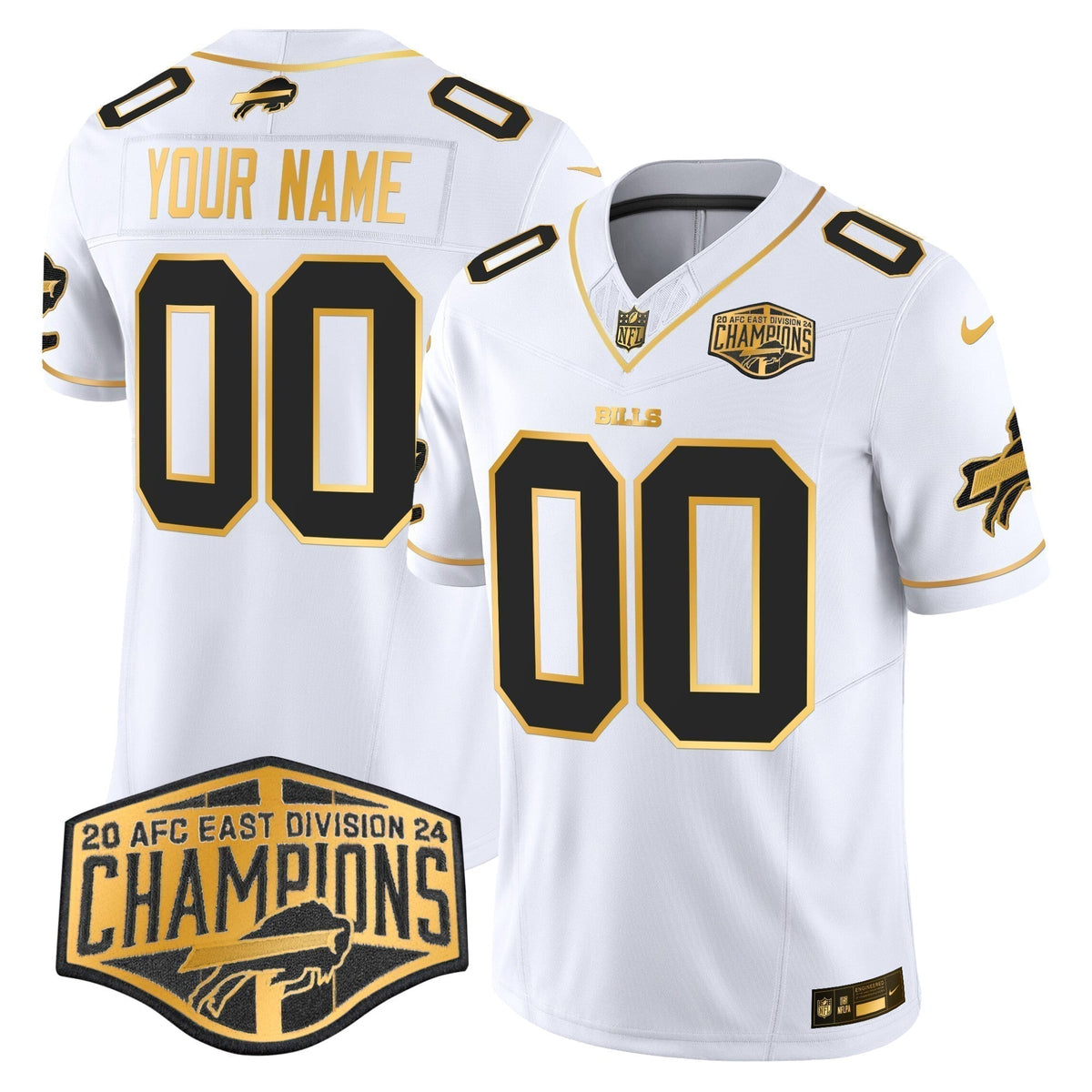 Bills 2024 AFC East Division Champions Gold Vapor Limited Custom Jersey - Stitched