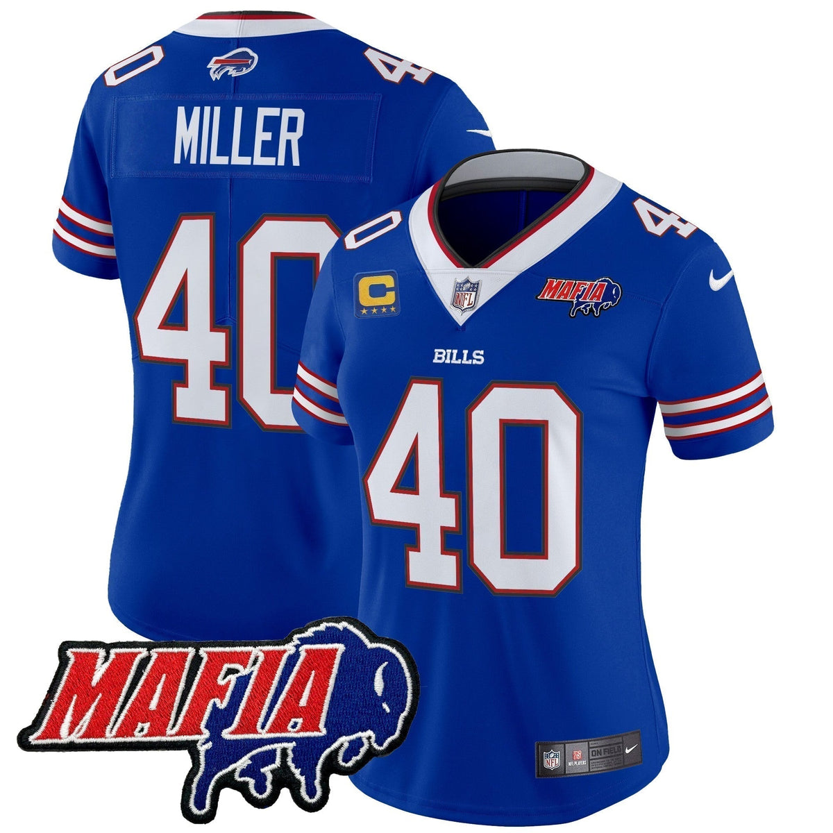 Women's BUF 2024 Bills Mafia Patch Vapor Limited Jersey - Stitched