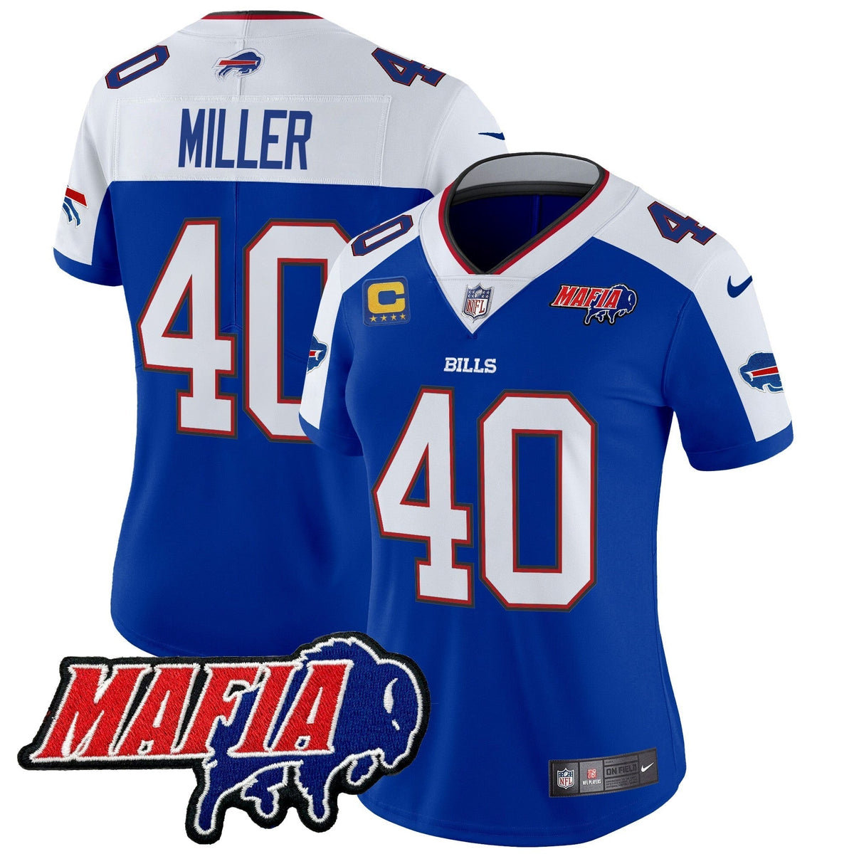 Women's BUF 2024 Bills Mafia Patch Vapor Limited Jersey - Stitched
