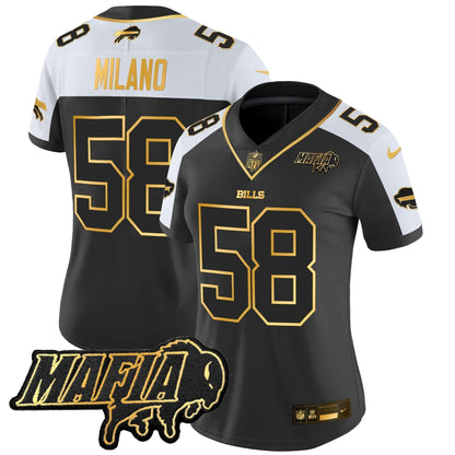 Women's BUF 2024 Bills Mafia Patch Gold Vapor Limited Jersey - Stitched