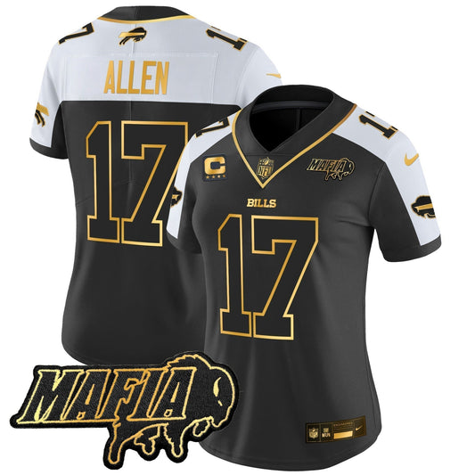 Women's BUF 2024 Bills Mafia Patch Gold Vapor Limited Jersey - Stitched