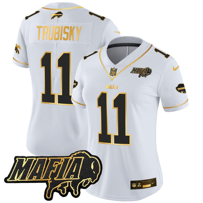 Women's BUF 2024 Bills Mafia Patch Gold Vapor Limited Jersey - Stitched