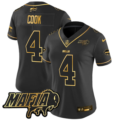 Women's BUF 2024 Bills Mafia Patch Gold Vapor Limited Jersey - Stitched