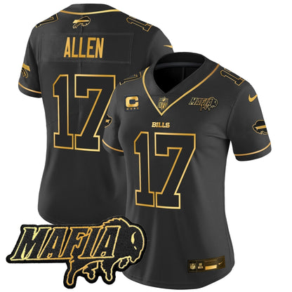 Women's BUF 2024 Bills Mafia Patch Gold Vapor Limited Jersey - Stitched