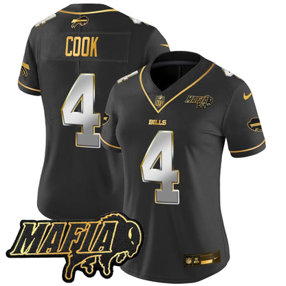Women's BUF 2024 Bills Mafia Patch Gold Vapor Limited Jersey - Stitched