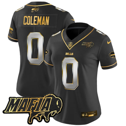 Women's BUF 2024 Bills Mafia Patch Gold Vapor Limited Jersey - Stitched
