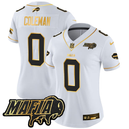 Women's BUF 2024 Bills Mafia Patch Gold Vapor Limited Jersey - Stitched