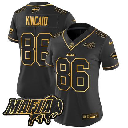 Women's BUF 2024 Bills Mafia Patch Gold Vapor Limited Jersey - Stitched