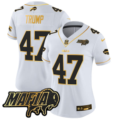 Women's BUF 2024 Bills Mafia Patch Gold Vapor Limited Jersey - Stitched
