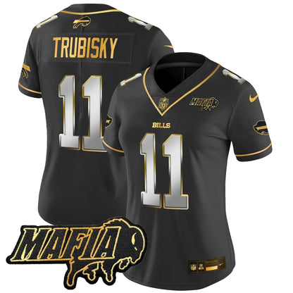Women's BUF 2024 Bills Mafia Patch Gold Vapor Limited Jersey - Stitched