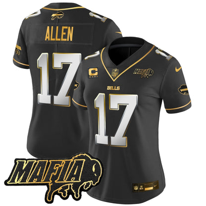 Women's BUF 2024 Bills Mafia Patch Gold Vapor Limited Jersey - Stitched