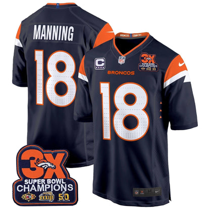 DEN 3-Time Champions Patch Game Jersey - Al Stitched