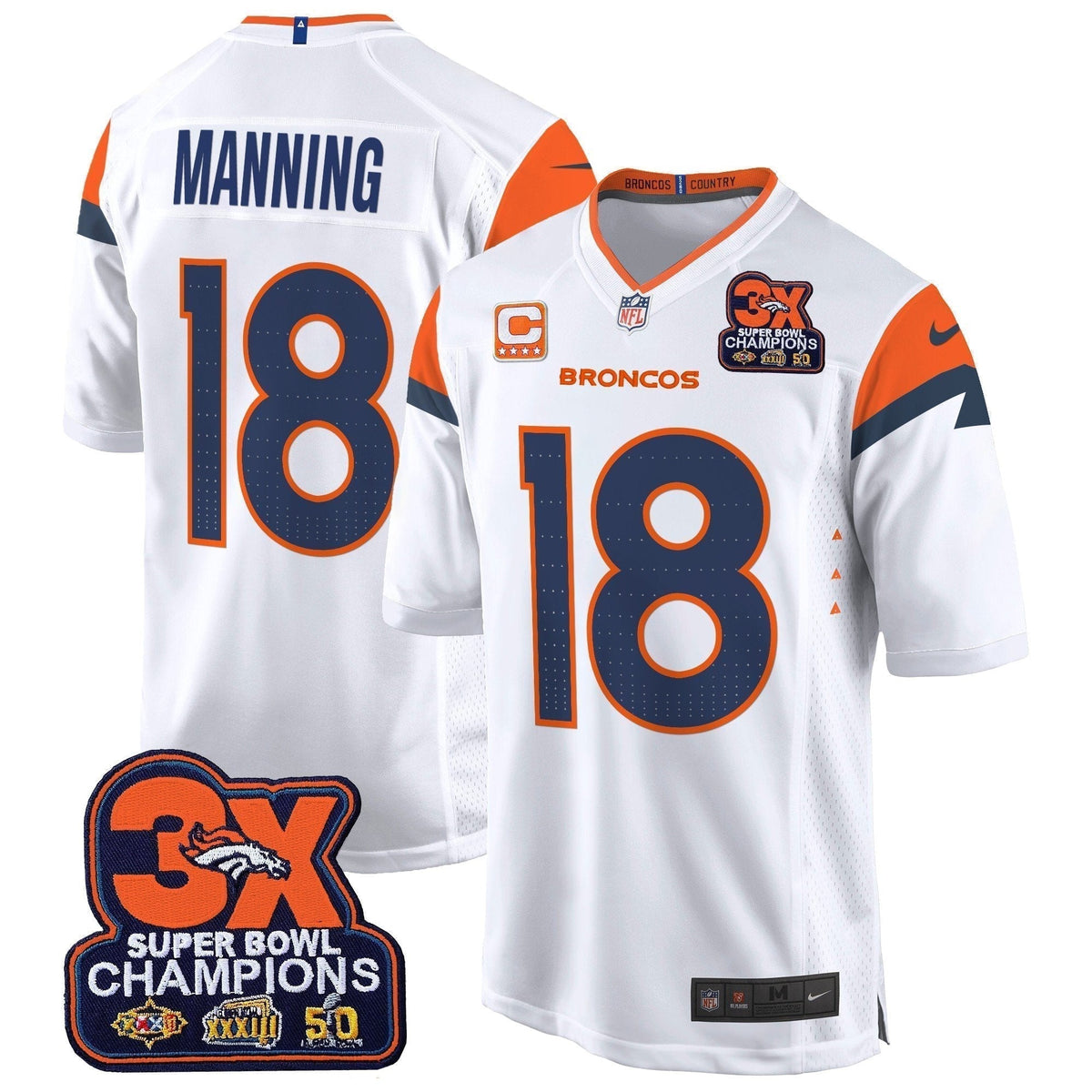 DEN 3-Time Champions Patch Game Jersey - Al Stitched