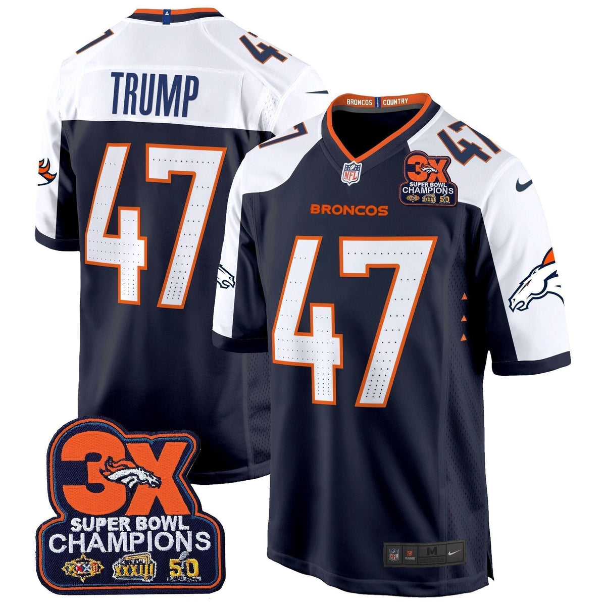 DEN 3-Time Champions Patch Game Jersey - Al Stitched