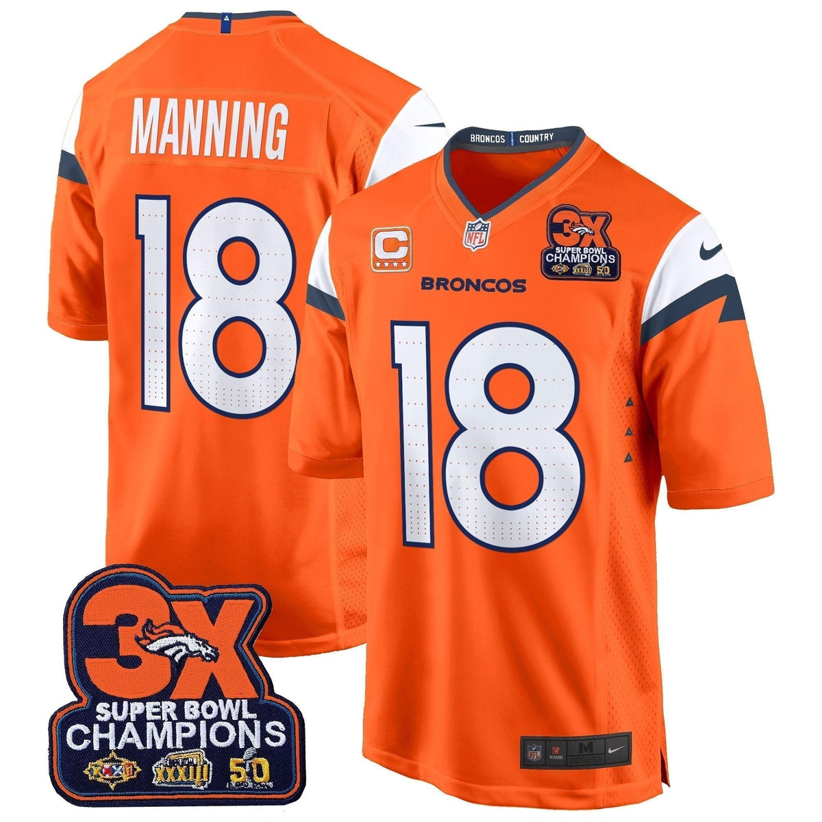 DEN 3-Time Champions Patch Game Jersey - Al Stitched