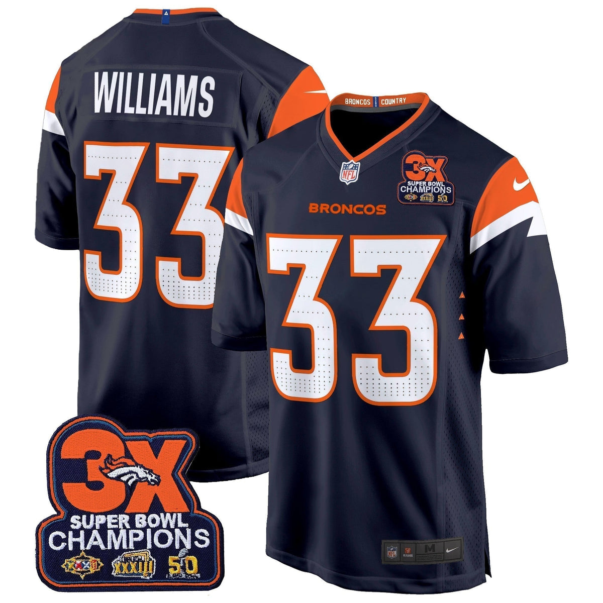 DEN 3-Time Champions Patch Game Jersey - Al Stitched