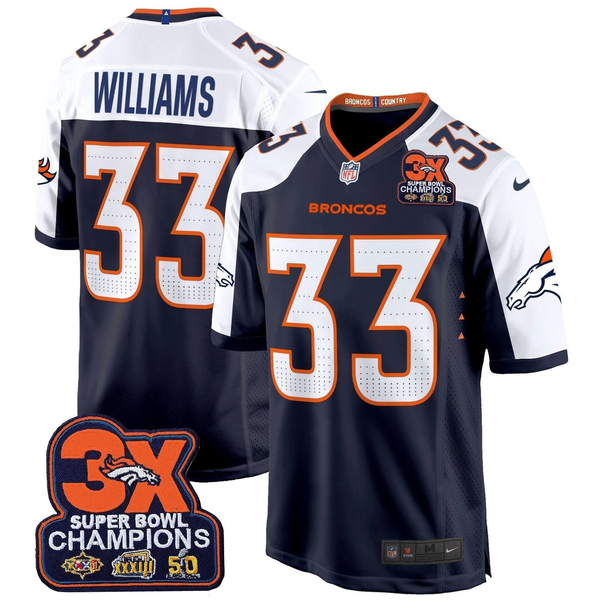 DEN 3-Time Champions Patch Game Jersey - Al Stitched