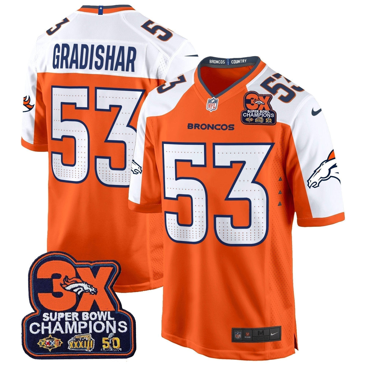 DEN 3-Time Champions Patch Game Jersey - Al Stitched